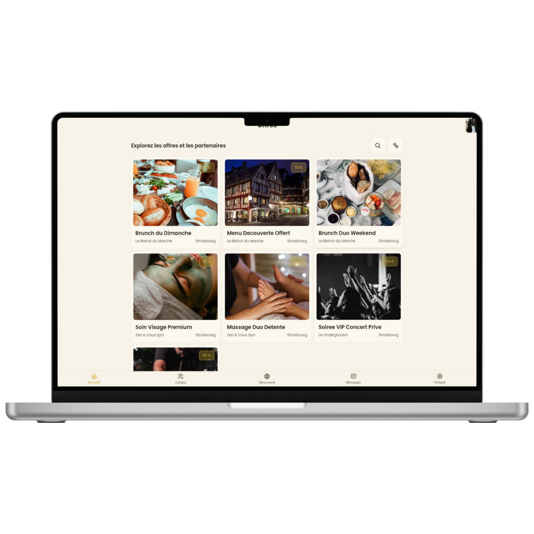 Favoriser les liens locaux et les valeurs de proximité grâce à KUTI Scène de marché local en Alsace avec des maisons traditionnelles et des habitants souriants